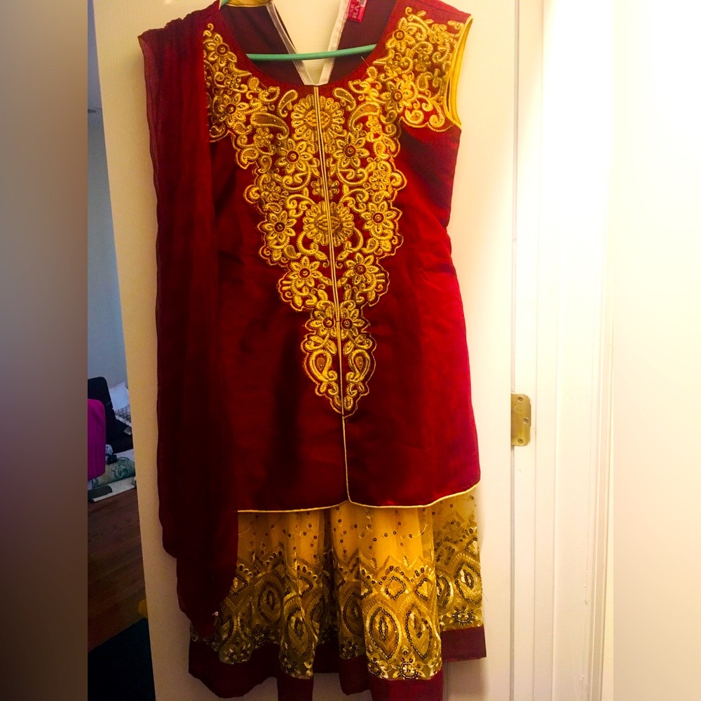 Velvet red salwar